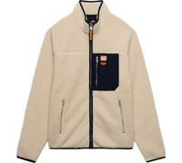 Sweatjacke SUPERDRY "VINTAGE RETRO FULL ZIP FLEECE", Herren, Gr. L, oatmeal, olive, Fleece, Obermaterial: 100% Polyester, unifarben mit Farbeinsatz, relaxed fit normal, ohne Ausschnitt, Rippbündchen, 