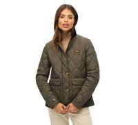 Steppjacke SUPERDRY "CORD TRIMMED LINER JACKET", Damen, Gr. XL, army khaki, Web, Obermaterial: 100% Polyester, unifarben, slim fit, Jacken Steppjacke, Slim Fit, mit Blusenkragen, aus Polyester (228909