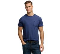 Rundhalsshirt SUPERDRY "COTTON CLASSIC LINEN PKT TEE", Damen, Gr. 3XL, montauk blau, Single Jersey, Obermaterial: 80% Baumwolle, 20% Leinen, unifarben, relaxed fit normal, Rundhals, Shirts Rundhalsshi