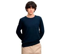 Langarmshirt SUPERDRY "COTTON LINEN L/S POCKET TOP", Herren, Gr. XXL, blau (eclipse navy), Single Jersey, Obermaterial: 80% Baumwolle, 20% Leinen, unifarben, relaxed fit normal, Rundhals, Shirts Langa