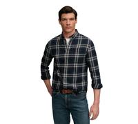 Langarmhemd SUPERDRY "L/S COTTON LUMBERJACK SHIRT", Herren, Gr. M, N-Gr, navy window check, Web, Obermaterial: 100% Baumwolle, kariert, regular fit normal, 1-Knopf-Manschette, Hemden, Baumwolle, regul