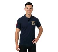 Poloshirt SUPERDRY "CREST POLO", Damen, Gr. S, schwarzest navy, Single Jersey, Obermaterial: 100% Baumwolle, bedruckt, relaxed fit normal, Rundhals, Shirts Poloshirt (87752342-S)