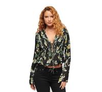 Superdry Damen Gewebtes Oberteil mit Falten und Ärmeln im 70er-Jahre-Stil Wilde Lilien 38
