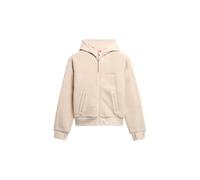 Superdry Damen Active Tech Fleece Kapuzenjacke mit Reißverschluss Grau-Weiß 36