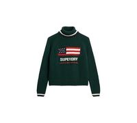 Superdry Damen Americana Strickpullover mit Rollkragen Dunkles Piniengrün 36