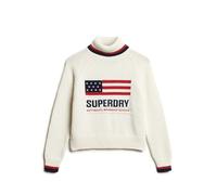 Superdry Damen Americana Strickpullover mit Rollkragen Ecru 38