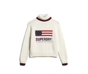 Superdry Damen Americana Strickpullover mit Rollkragen Ecru 44