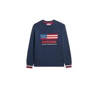 Superdry Damen Americana Strickpullover mit Rundhalsausschnitt Finster Marineblau 36