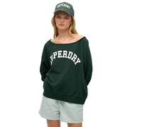 Superdry Damen Athletic Essentials Bardot-Sweatshirt mit Rundhalsausschnitt Emaillegrün 42