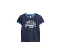 Superdry Damen Athletic Essentials Beach Graphic Ringer T-Shirt Kräftiges Marineblau 42