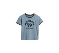 Superdry T-Shirt Beach Graphic Fitted Ringer Kurzarm Damen Blau M