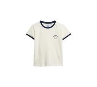Superdry Damen Athletic Essentials Beach Graphic Ringer T-Shirt Wollweiß 44