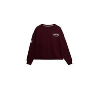 Superdry Damen Athletic Essentials Relaxed Sweatshirt mit Rundhalsausschnitt Portweinrot 38