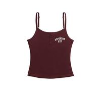 Superdry Damen Athletic Essentials Trägertop mit Stickerei und Knopfleiste Portweinrot 36