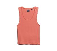 Superdry Damen Athletic Essentials Vintage Tanktop mit Spitzenbesatz Korall Pfirsich XS/S