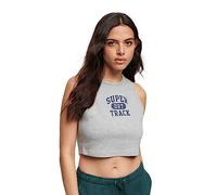 Superdry Damen Athletic Essentials Waffle Cropped Tank Top Grau Meliert 36