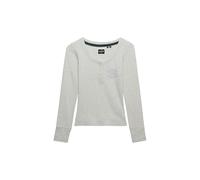 Superdry Damen Athletic Langarmshirt mit Knopfleiste Eisgrau Meliert 40