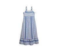 Superdry Damen Auffallendes gestuftes Maxikleid Ecru Blau Emb 34