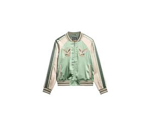 Superdry Damen Bestickte Suikajan Bomberjacke Wüste Salbeigrün 42