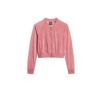Superdry Damen Besticktes Baseballoberteil aus Velours mit Reißverschluss Manila Hellrosa 40