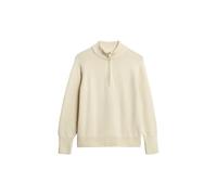 Superdry Damen Klassischer Strickpullover aus Baumwolle mit Reißverschluss Ecru 38