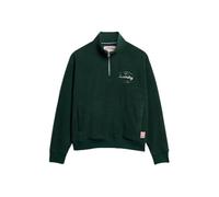 Superdry Damen Country Club Fleece-Sweatshirt mit halblangem Reißverschluss Emaillegrün 36