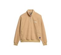 Superdry Damen Country Club Fleece-Sweatshirt mit halblangem Reißverschluss Shaker Beige 42