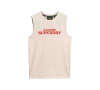 Superdry Ärmelloses T‑Shirt Sport Luxe Graphic Fitted – eng anliegend – Beige XS Damen