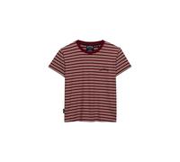Superdry Damen Essential Logo Gestreiftes T-Shirt Schmale Passform Bordeauxrot Gestreift 40