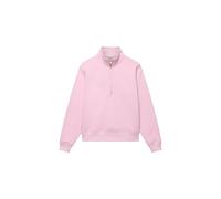 Sweatshirt SUPERDRY "ESSENTIAL LOGO EMB HALF ZIP", Damen, Gr. S, pink lady, Sweatware, Obermaterial: 80% Baumwolle, 20% Polyester, unifarben, loose fit normal, Rundhals, Sweatshirts Sweatshirt (466152