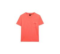Superdry Damen Essential Logo T-Shirt mit stückgefärbter Tasche Feuriges Korallrot 34