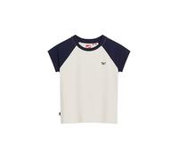 Superdry Damen Essential Raglan-T-Shirt aus Bio-Baumwolle mit Logo Kräftiges Marineblau/Hellbeige Meliert 38