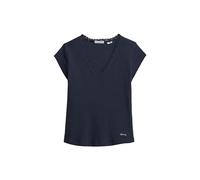 T-Shirt SUPERDRY "ESSENTIAL LACE TRIM V TEE" Gr. XL (XXL), blau (richest navy) Damen Shirts (39635546-XL) richest navy