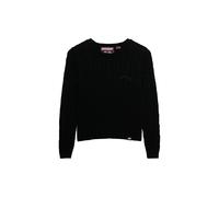 Superdry Damen Essentials Slim Cable Pullover Schwarz 38