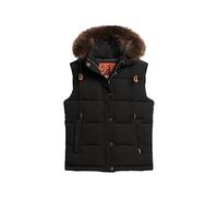 Superdry Damen Everest Faux Fur Puffer Gilet Jacke, Jet Black, 34