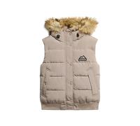 Superdry Damen Everest Kunstfell-Weste Dunkelbeige Strukturiert 38