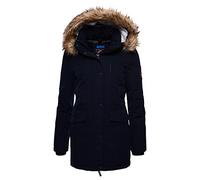 Superdry Damen Everest Parka mit Kapuze und Kunstfellbesatz Finster Marineblau 36