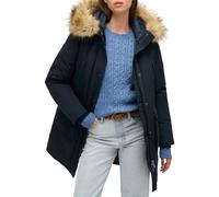 Superdry Damen Everest Parka mit Kunstfellbesatz Nordisch Chrom Marineblau 38