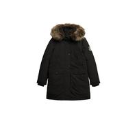 Superdry Damen Everest Parka mit Kunstfellbesatz Schwarz 44
