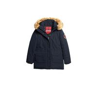 Langjacke SUPERDRY "EVEREST FAUX FUR HOODED PARKA" Gr. XS, blau (nordic chrome navy) Damen Jacken Lange (79508062-XS)
