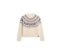Superdry Damen Fairisle-Pullover mit Markenlogo Insel Ecru Mehrfarbig 42