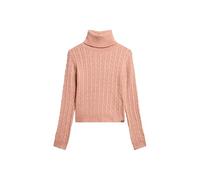 Superdry Damen Figurbetonter Rollkragenpullover mit Zopfmuster Gedeckt Rosé 38