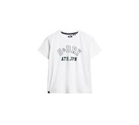Superdry Damen Figurbetontes Athletic Essentials T-Shirt mit Grafik Wollweiß Geflammt 36