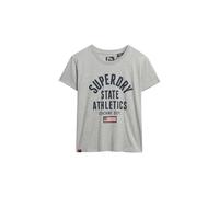 Superdry Damen Figurbetontes Athletic T-Shirt mit Grafik Grau Meliert 38