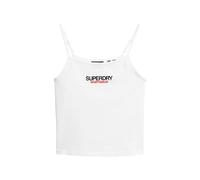 Superdry Damen ärmelloses T-Shirt Sportswear Logo Fitted Brillant Weiß XS