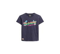 Superdry Damen Figurbetontes T-Shirt mit Cali-Sticker Kräftiges Marineblau Strukturiert 42