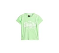 Superdry Damen Figurbetontes T-Shirt mit neonfarbener Grafik Finster Marineblau 40