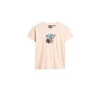 Superdry Damen Figurbetontes T-Shirt mit Tattoo-Stickerei Pfirsich Whip Pink 42
