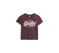 Superdry Damen Figurbetontes Vintage T-Shirt mit Logo-Stickerei Intensiv Burgunderrot 40