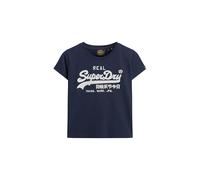 Superdry Damen Figurbetontes Vintage T-Shirt mit Logo-Stickerei Kräftiges Marineblau 36